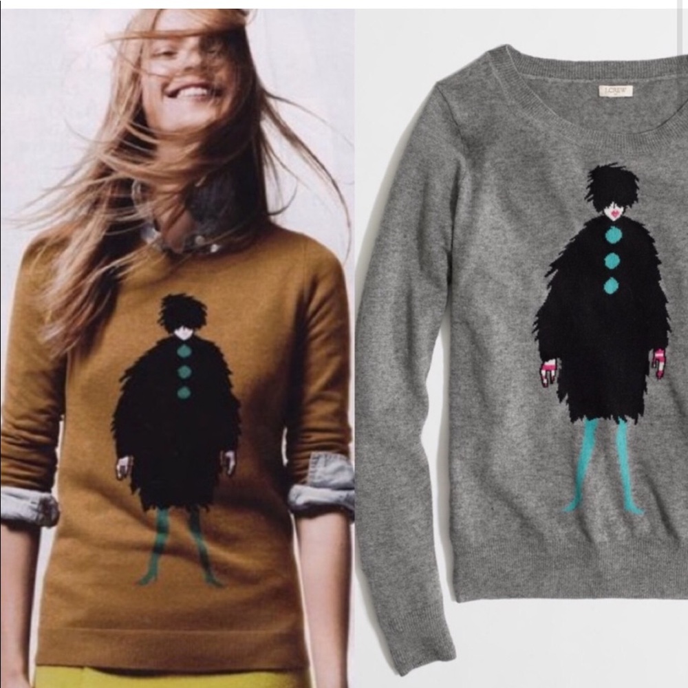 JCrew Grey warmspun intarsia French lady sweater